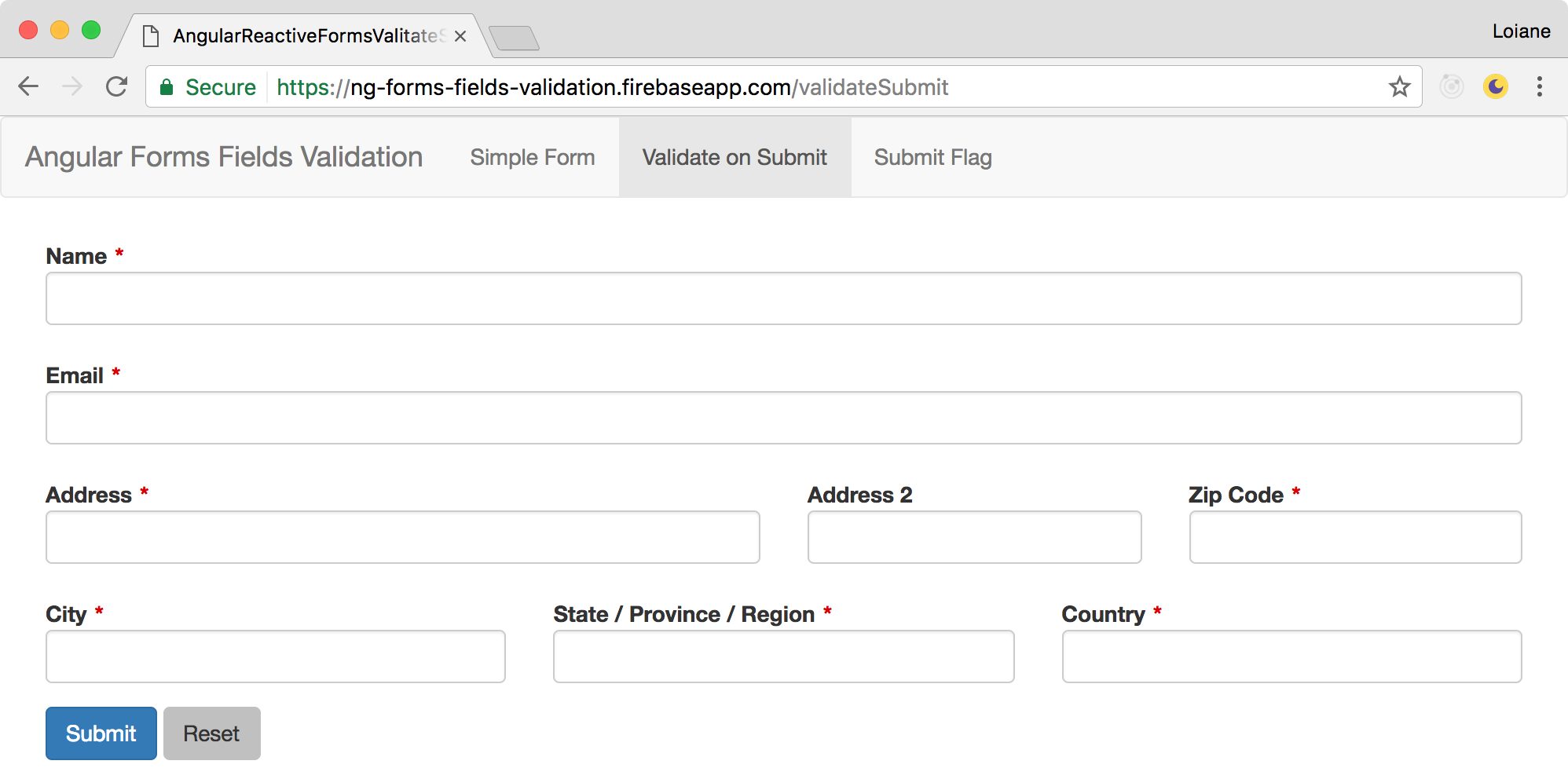 validation check with asterisk